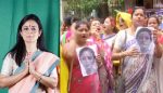 BJP women in Kolkata demanding Mahua Moitra's arrest over her comments on Goddess Kali.