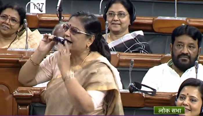 TMC MP Kakoli Ghosh Dastidar bites into raw brinjal in Parliament