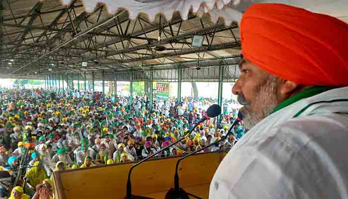 Rakesh Tikait in Lakhimpur Khiri Kisan Dharna