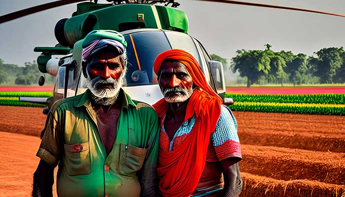 Farmer with helicopter