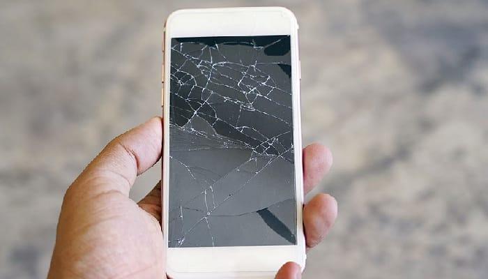 broken screen of smartphone